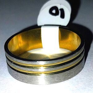 Stainless steel wide band hypoallergenic nickel free Men's ring sz 10